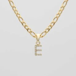 ICY Initial Necklace | Figaro 25 ICY Initial Necklace | Figaro -Prya Store ICY Initial Necklace Figaro E gold PRYA