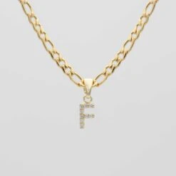 ICY Initial Necklace | Figaro 26 ICY Initial Necklace | Figaro -Prya Store ICY Initial Necklace Figaro F gold PRYA