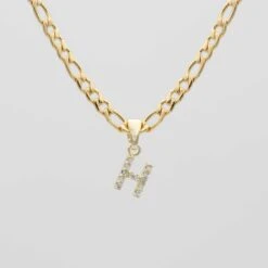 ICY Initial Necklace | Figaro 27 ICY Initial Necklace | Figaro -Prya Store ICY Initial Necklace Figaro H gold PRYA