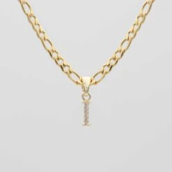 ICY Initial Necklace | Figaro 28 ICY Initial Necklace | Figaro -Prya Store ICY Initial Necklace Figaro I gold PRYA