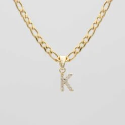 ICY Initial Necklace | Figaro 29 ICY Initial Necklace | Figaro -Prya Store ICY Initial Necklace Figaro K gold PRYA
