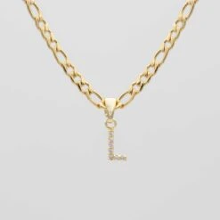 ICY Initial Necklace | Figaro 30 ICY Initial Necklace | Figaro -Prya Store ICY Initial Necklace Figaro L gold PRYA