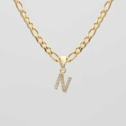 ICY Initial Necklace | Figaro 31 ICY Initial Necklace | Figaro -Prya Store ICY Initial Necklace Figaro N gold PRYA