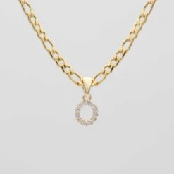 ICY Initial Necklace | Figaro 32 ICY Initial Necklace | Figaro -Prya Store ICY Initial Necklace Figaro O gold PRYA
