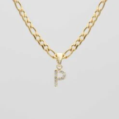 ICY Initial Necklace | Figaro 33 ICY Initial Necklace | Figaro -Prya Store ICY Initial Necklace Figaro P gold PRYA