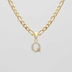 ICY Initial Necklace | Figaro 34 ICY Initial Necklace | Figaro -Prya Store ICY Initial Necklace Figaro Q gold PRYA