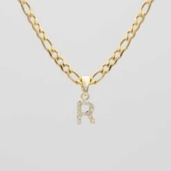 ICY Initial Necklace | Figaro 35 ICY Initial Necklace | Figaro -Prya Store ICY Initial Necklace Figaro R gold PRYA
