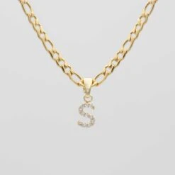 ICY Initial Necklace | Figaro 36 ICY Initial Necklace | Figaro -Prya Store ICY Initial Necklace Figaro S gold PRYA