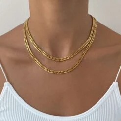 Double Link Curb Chain | Gold -Prya Store IMG 6522 PRYA Necklaces
