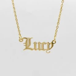 Old English Name Plate Necklace