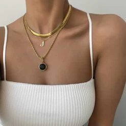 Clarissa Onyx Round Necklace -Prya Store IMG 8568 PRYA Necklaces
