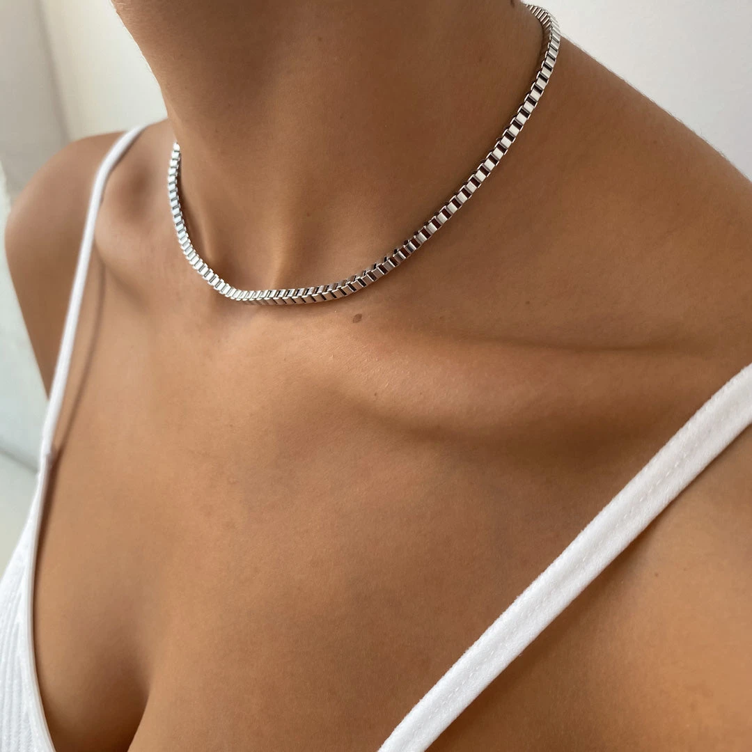 Box Chain Necklace | Silver 11 Box Chain Necklace | Silver - Image 11