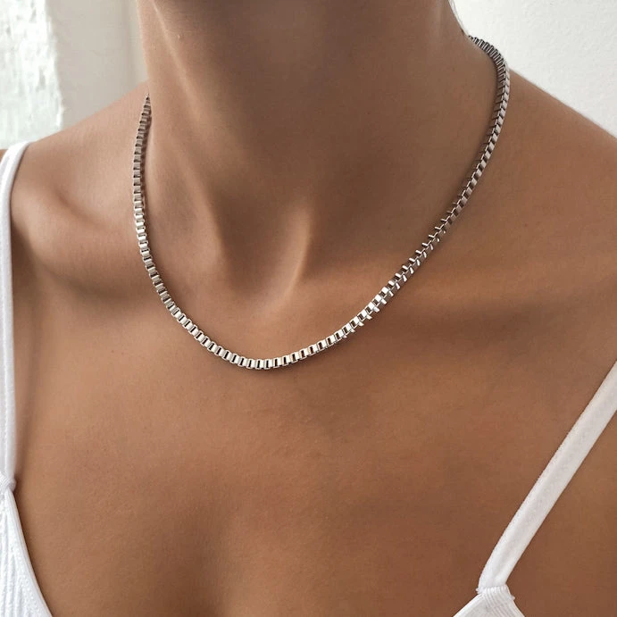 Box Chain Necklace | Silver 8 Box Chain Necklace | Silver - Image 8