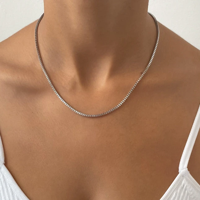 Box Chain Necklace | Silver 15 Box Chain Necklace | Silver - Image 15