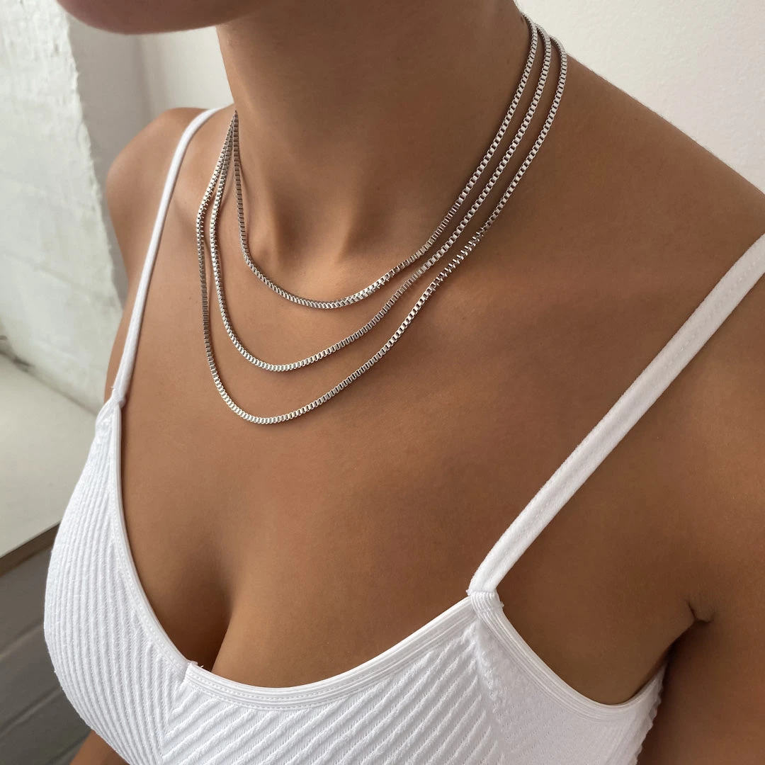Box Chain Necklace | Silver 7 Box Chain Necklace | Silver - Image 7