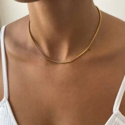 Box Chain Necklace | Gold -Prya Store IMG 93432 PRYA Necklaces