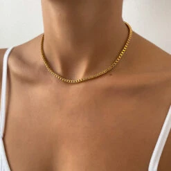 Box Chain Necklace | Gold -Prya Store IMG 93912