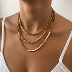 Box Chain Necklace | Gold -Prya Store IMG 94152