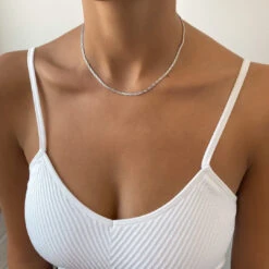 Flat Rope Link Chain | Silver -Prya Store IMG 94202