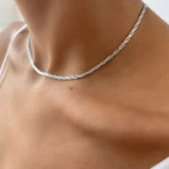 Flat Rope Link Chain | Silver -Prya Store IMG 94332 PRYA Necklaces