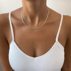 Flat Rope Link Chain | Silver -Prya Store IMG 94352