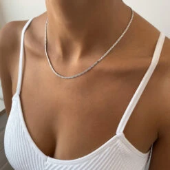 Flat Rope Link Chain | Silver -Prya Store IMG 94412