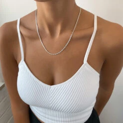 Flat Rope Link Chain | Silver -Prya Store IMG 94442