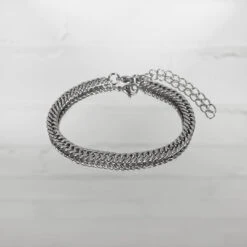 Double Link Curb Anklet | Silver