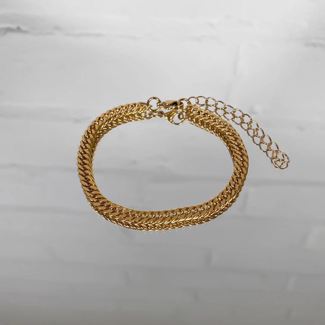 Double Link Curb Anklet | Gold 1 Double Link Curb Anklet | Gold