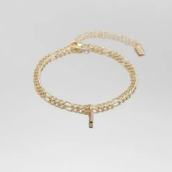 ICY Initial Anklet | Figaro -Prya Store Icy Initial Anklet Figaro gold I PRYA