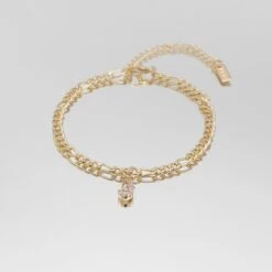 ICY Initial Anklet | Figaro -Prya Store Icy Initial Anklet Figaro gold J PRYA
