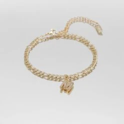 ICY Initial Anklet | Figaro -Prya Store Icy Initial Anklet Figaro gold M PRYA