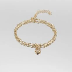 ICY Initial Anklet | Figaro -Prya Store Icy Initial Anklet Figaro gold O PRYA