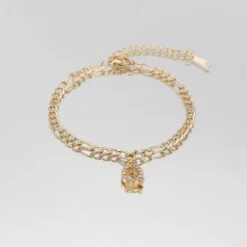 ICY Initial Anklet | Figaro -Prya Store Icy Initial Anklet Figaro gold Q PRYA