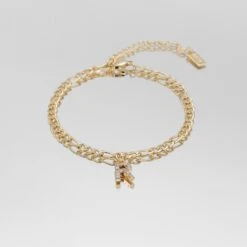 ICY Initial Anklet | Figaro -Prya Store Icy Initial Anklet Figaro gold R PRYA