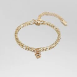 ICY Initial Anklet | Figaro -Prya Store Icy Initial Anklet Figaro gold S PRYA