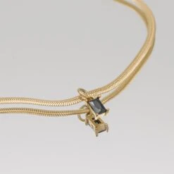 Imani Pendant Necklace -Prya Store ImaniNecklace Studio Gold Onyx 02 PRYA