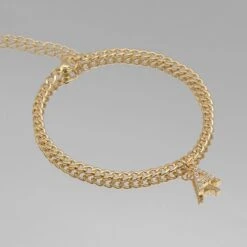 ICY Initial Anklet | Cuban -Prya Store Initial stone A gold PRYA