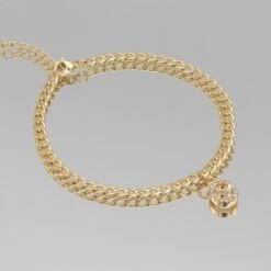 ICY Initial Anklet | Cuban -Prya Store Initial stone C gold PRYA