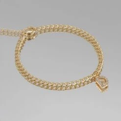 ICY Initial Anklet | Cuban -Prya Store Initial stone D gold PRYA