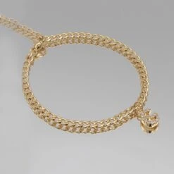 ICY Initial Anklet | Cuban -Prya Store Initial stone G gold PRYA