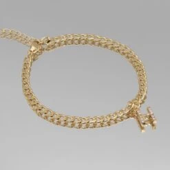 ICY Initial Anklet | Cuban -Prya Store Initial stone H gold PRYA