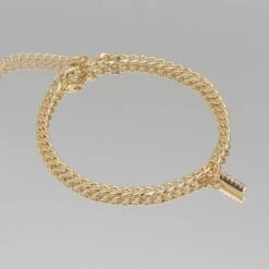 ICY Initial Anklet | Cuban -Prya Store Initial stone I gold PRYA