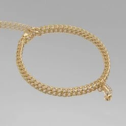 ICY Initial Anklet | Cuban -Prya Store Initial stone J gold PRYA