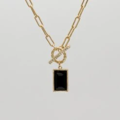 Kyra Onyx T-Bar Necklace