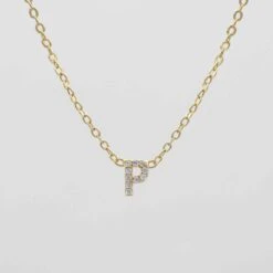 Lana ICY Initial Necklace -Prya Store Lana initial Necklace P gold PRYA 1
