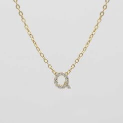Lana ICY Initial Necklace -Prya Store Lana initial Necklace Q gold PRYA