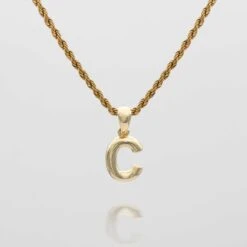 Mini Bubble Initial Necklace -Prya Store Mini Bubble Initial Necklace C gold PRYA