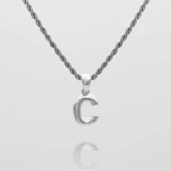 Mini Bubble Initial Necklace -Prya Store Mini Bubble Initial Necklace C silver PRYA