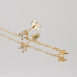 Moon & Star Drop Earring -Prya Store MoonEarring Studio Gold 04 PRYA